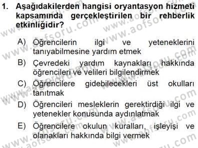 Rehberlik Dersi 2015 - 2016 Yılı (Vize) Ara Sınav Soruları 1. Soru