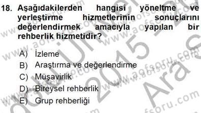 Rehberlik Dersi 2015 - 2016 Yılı (Vize) Ara Sınav Soruları 18. Soru