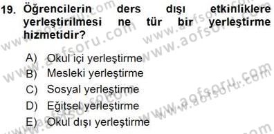 Rehberlik Dersi 2015 - 2016 Yılı (Vize) Ara Sınav Soruları 19. Soru