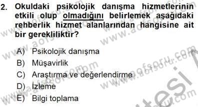 Rehberlik Dersi 2015 - 2016 Yılı (Vize) Ara Sınav Soruları 2. Soru