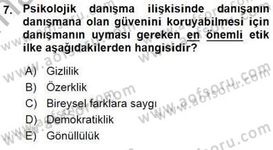 Rehberlik Dersi 2015 - 2016 Yılı (Vize) Ara Sınav Soruları 7. Soru