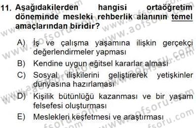 Rehberlik Dersi 2015 - 2016 Yılı (Final) Dönem Sonu Sınav Soruları 11. Soru