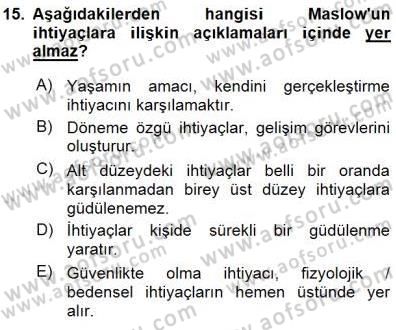Rehberlik Dersi 2015 - 2016 Yılı (Final) Dönem Sonu Sınav Soruları 15. Soru