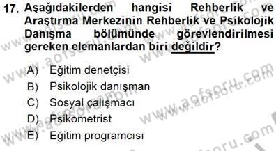 Rehberlik Dersi 2015 - 2016 Yılı (Final) Dönem Sonu Sınav Soruları 17. Soru