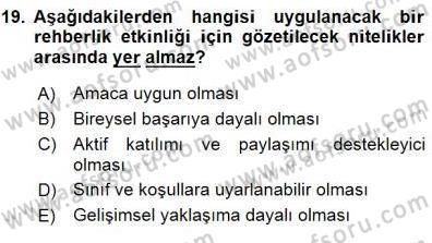 Rehberlik Dersi 2015 - 2016 Yılı (Final) Dönem Sonu Sınav Soruları 19. Soru