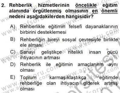 Rehberlik Dersi 2015 - 2016 Yılı (Final) Dönem Sonu Sınav Soruları 2. Soru