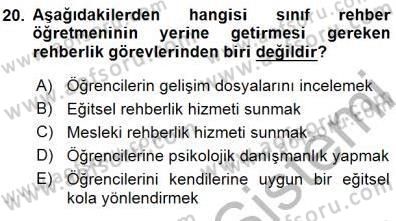 Rehberlik Dersi 2015 - 2016 Yılı (Final) Dönem Sonu Sınav Soruları 20. Soru