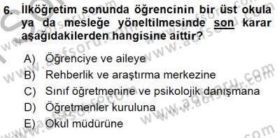 Rehberlik Dersi 2015 - 2016 Yılı (Final) Dönem Sonu Sınav Soruları 6. Soru