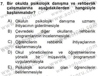 Rehberlik Dersi 2015 - 2016 Yılı (Final) Dönem Sonu Sınav Soruları 7. Soru