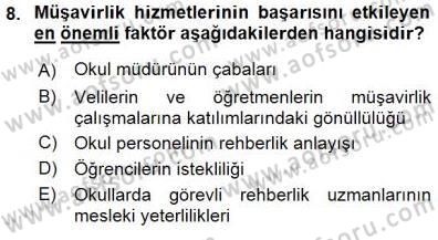 Rehberlik Dersi 2015 - 2016 Yılı (Final) Dönem Sonu Sınav Soruları 8. Soru