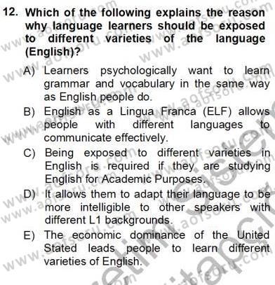 Özel Öğretim Yöntemleri Dersi 2012 - 2013 Yılı (Vize) Ara Sınav Soruları 12. Soru