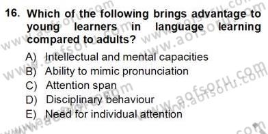 Özel Öğretim Yöntemleri Dersi 2012 - 2013 Yılı (Vize) Ara Sınav Soruları 16. Soru