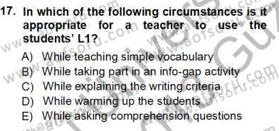 Özel Öğretim Yöntemleri Dersi 2012 - 2013 Yılı (Vize) Ara Sınav Soruları 17. Soru