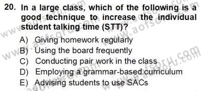 Özel Öğretim Yöntemleri Dersi 2012 - 2013 Yılı (Vize) Ara Sınav Soruları 20. Soru