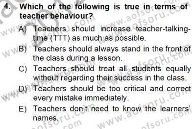 Özel Öğretim Yöntemleri Dersi 2012 - 2013 Yılı (Vize) Ara Sınav Soruları 4. Soru