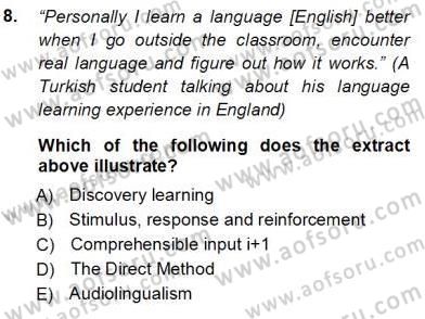Özel Öğretim Yöntemleri Dersi 2012 - 2013 Yılı (Vize) Ara Sınav Soruları 8. Soru