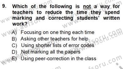 Özel Öğretim Yöntemleri Dersi 2012 - 2013 Yılı (Vize) Ara Sınav Soruları 9. Soru