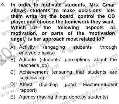 Özel Öğretim Yöntemleri Dersi 2012 - 2013 Yılı (Final) Dönem Sonu Sınavı 4. Soru