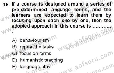 Özel Öğretim Yöntemleri Dersi 2013 - 2014 Yılı (Vize) Ara Sınav Soruları 16. Soru