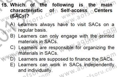 Özel Öğretim Yöntemleri Dersi 2013 - 2014 Yılı (Final) Dönem Sonu Sınav Soruları 15. Soru