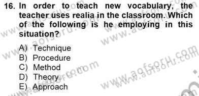 Özel Öğretim Yöntemleri Dersi 2013 - 2014 Yılı (Final) Dönem Sonu Sınav Soruları 16. Soru