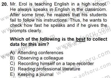 Özel Öğretim Yöntemleri Dersi 2013 - 2014 Yılı (Final) Dönem Sonu Sınav Soruları 20. Soru