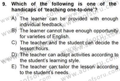 Özel Öğretim Yöntemleri Dersi 2013 - 2014 Yılı (Final) Dönem Sonu Sınav Soruları 9. Soru