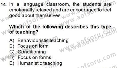 Özel Öğretim Yöntemleri Dersi 2014 - 2015 Yılı (Final) Dönem Sonu Sınav Soruları 14. Soru
