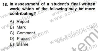 Özel Öğretim Yöntemleri Dersi 2014 - 2015 Yılı (Final) Dönem Sonu Sınav Soruları 18. Soru