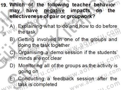 Özel Öğretim Yöntemleri Dersi 2014 - 2015 Yılı (Final) Dönem Sonu Sınav Soruları 19. Soru