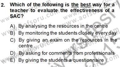 Özel Öğretim Yöntemleri Dersi 2014 - 2015 Yılı (Final) Dönem Sonu Sınav Soruları 2. Soru
