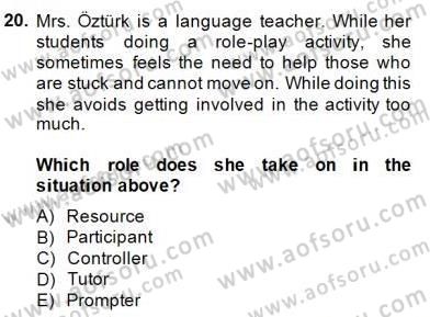 Özel Öğretim Yöntemleri Dersi 2014 - 2015 Yılı (Final) Dönem Sonu Sınav Soruları 20. Soru