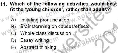 Özel Öğretim Yöntemleri Dersi 2015 - 2016 Yılı (Vize) Ara Sınav Soruları 11. Soru