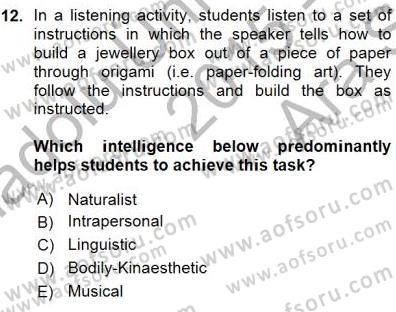 Özel Öğretim Yöntemleri Dersi 2015 - 2016 Yılı (Vize) Ara Sınav Soruları 12. Soru