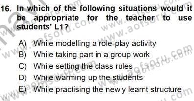 Özel Öğretim Yöntemleri Dersi 2015 - 2016 Yılı (Vize) Ara Sınav Soruları 16. Soru