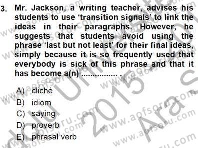 Özel Öğretim Yöntemleri Dersi 2015 - 2016 Yılı (Vize) Ara Sınav Soruları 3. Soru