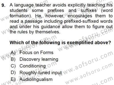 Özel Öğretim Yöntemleri Dersi 2015 - 2016 Yılı (Vize) Ara Sınav Soruları 9. Soru