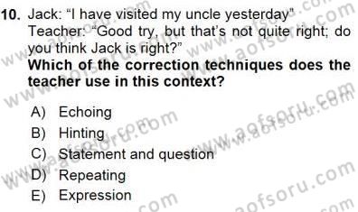 Özel Öğretim Yöntemleri Dersi 2015 - 2016 Yılı (Final) Dönem Sonu Sınav Soruları 10. Soru