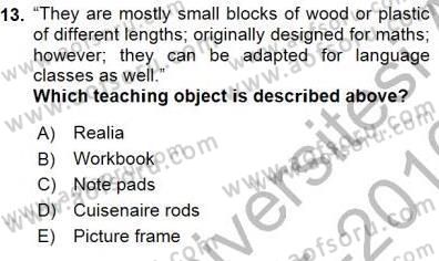 Özel Öğretim Yöntemleri Dersi 2015 - 2016 Yılı (Final) Dönem Sonu Sınav Soruları 13. Soru
