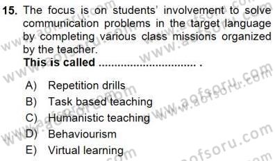 Özel Öğretim Yöntemleri Dersi 2015 - 2016 Yılı (Final) Dönem Sonu Sınav Soruları 15. Soru