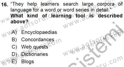 Özel Öğretim Yöntemleri Dersi 2015 - 2016 Yılı (Final) Dönem Sonu Sınav Soruları 16. Soru
