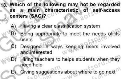 Özel Öğretim Yöntemleri Dersi 2015 - 2016 Yılı (Final) Dönem Sonu Sınav Soruları 18. Soru