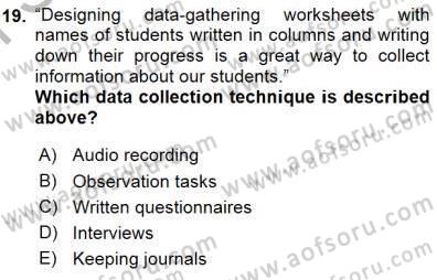 Özel Öğretim Yöntemleri Dersi 2015 - 2016 Yılı (Final) Dönem Sonu Sınav Soruları 19. Soru