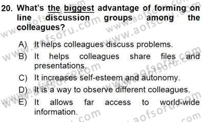 Özel Öğretim Yöntemleri Dersi 2015 - 2016 Yılı (Final) Dönem Sonu Sınav Soruları 20. Soru