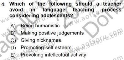 Özel Öğretim Yöntemleri Dersi 2015 - 2016 Yılı (Final) Dönem Sonu Sınav Soruları 4. Soru