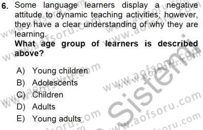 Özel Öğretim Yöntemleri Dersi 2015 - 2016 Yılı (Final) Dönem Sonu Sınav Soruları 6. Soru