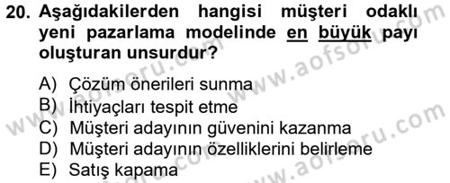 Kişisel Satış Teknikleri Dersi 2012 - 2013 Yılı (Vize) Ara Sınav Soruları 20. Soru