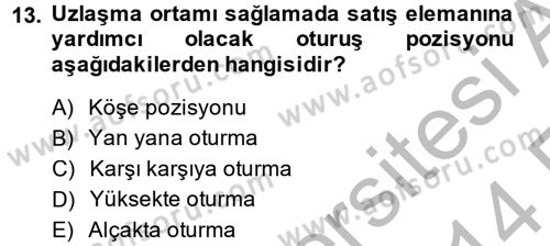 Kişisel Satış Teknikleri Dersi 2013 - 2014 Yılı (Vize) Ara Sınav Soruları 13. Soru