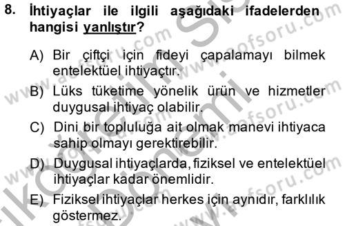 Kişisel Satış Teknikleri Dersi 2013 - 2014 Yılı (Final) Dönem Sonu Sınav Soruları 8. Soru