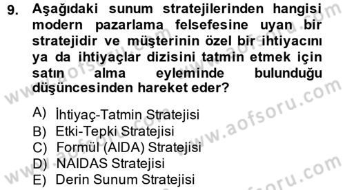 Kişisel Satış Teknikleri Dersi 2014 - 2015 Yılı (Final) Dönem Sonu Sınav Soruları 9. Soru